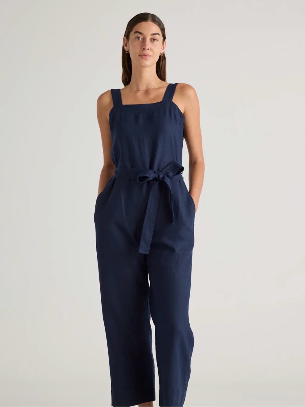 Quince Flawed 100% European Linen Square Neck Jumpsuit
